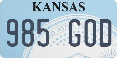 KS license plate 985GOD