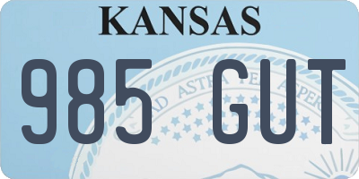 KS license plate 985GUT