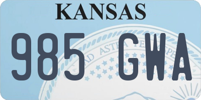 KS license plate 985GWA