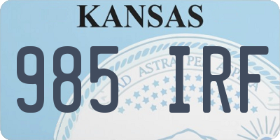 KS license plate 985IRF