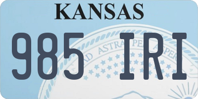 KS license plate 985IRI