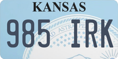KS license plate 985IRK