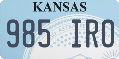 KS license plate 985IRO