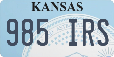 KS license plate 985IRS