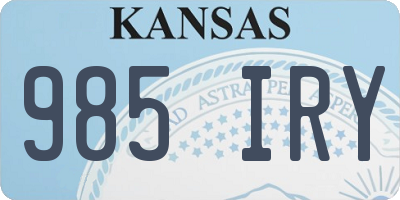 KS license plate 985IRY