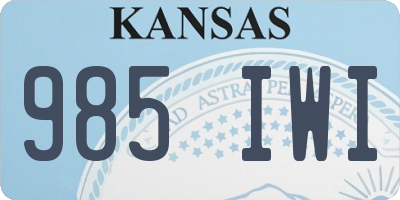 KS license plate 985IWI