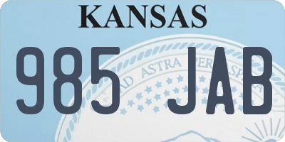 KS license plate 985JAB