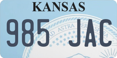 KS license plate 985JAC