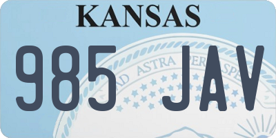 KS license plate 985JAV