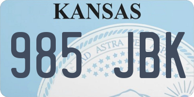 KS license plate 985JBK