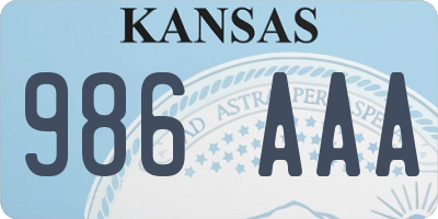KS license plate 986AAA