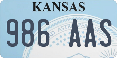 KS license plate 986AAS