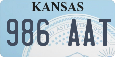 KS license plate 986AAT