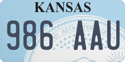 KS license plate 986AAU