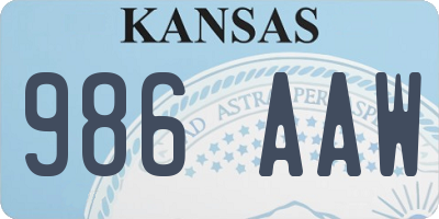 KS license plate 986AAW