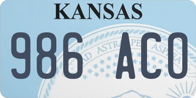 KS license plate 986ACO