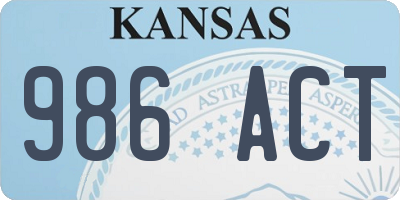 KS license plate 986ACT