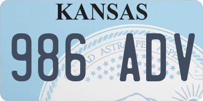 KS license plate 986ADV