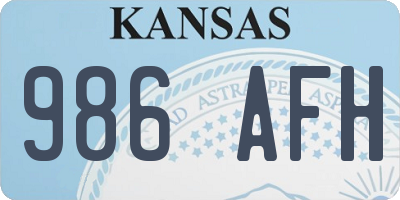 KS license plate 986AFH