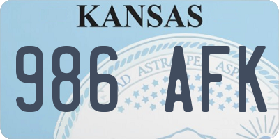KS license plate 986AFK