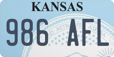 KS license plate 986AFL