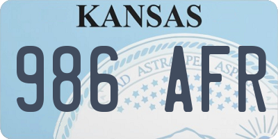 KS license plate 986AFR