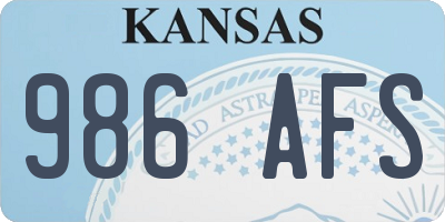 KS license plate 986AFS