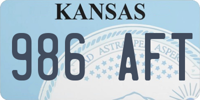 KS license plate 986AFT