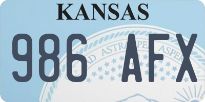 KS license plate 986AFX