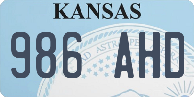 KS license plate 986AHD