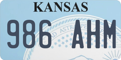 KS license plate 986AHM