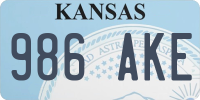 KS license plate 986AKE