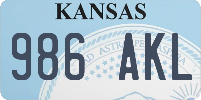 KS license plate 986AKL