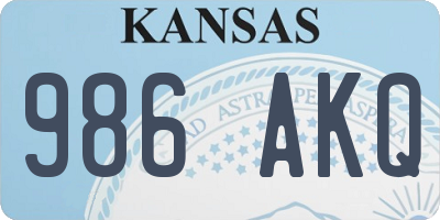 KS license plate 986AKQ