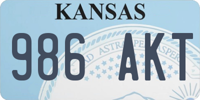 KS license plate 986AKT