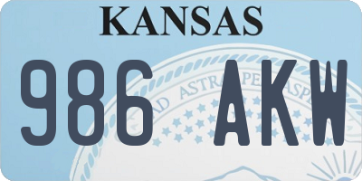 KS license plate 986AKW
