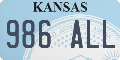 KS license plate 986ALL