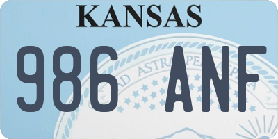 KS license plate 986ANF