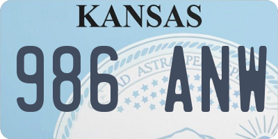 KS license plate 986ANW