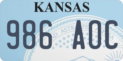 KS license plate 986AOC