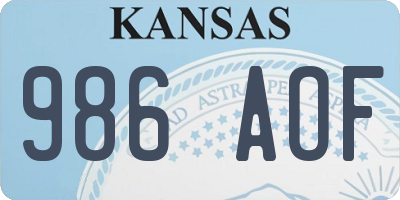 KS license plate 986AOF