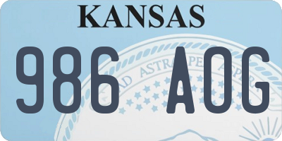 KS license plate 986AOG