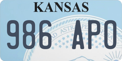 KS license plate 986APO