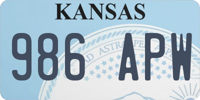 KS license plate 986APW