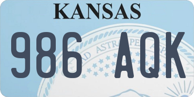 KS license plate 986AQK