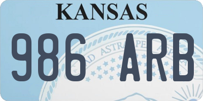 KS license plate 986ARB