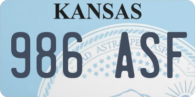 KS license plate 986ASF