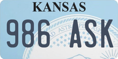 KS license plate 986ASK