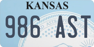 KS license plate 986AST