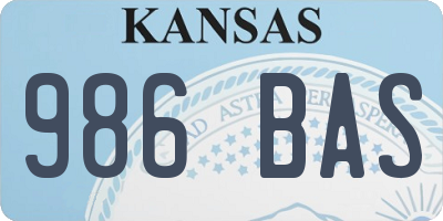 KS license plate 986BAS